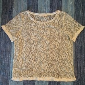 Off-White Lace, See-Through Shirt